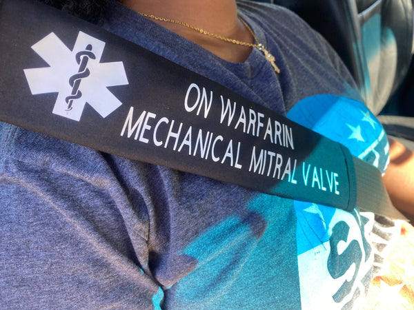Black Pullover Pal Seat Belt Cover (ON WARFARIN MECHANICAL MITRAL VALVE & MITRAL VALVE REPAIR (IMPLANTED RING-NO MRI)