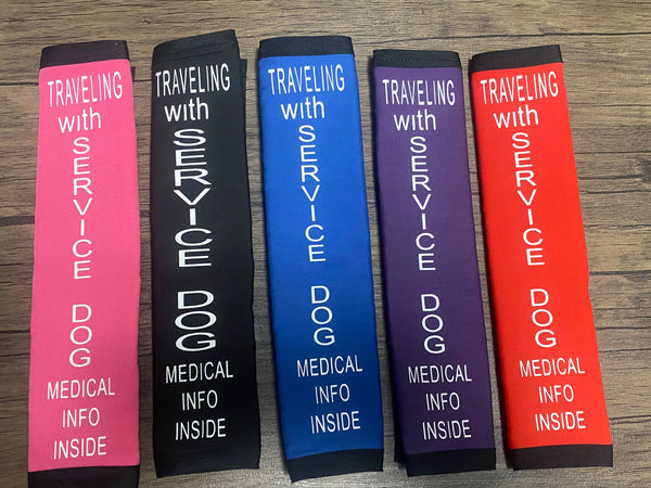 Pullover Pal Awareness Seat Belt Cover (Traveling with Service Dog) medical Info inside, Working Dog Do Not Separate, Accompanied by Service Dog