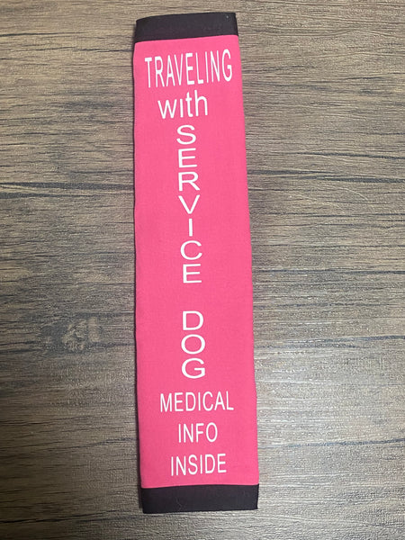 Pullover Pal Awareness Seat Belt Cover (Traveling with Service Dog) medical Info inside, Working Dog Do Not Separate, Accompanied by Service Dog