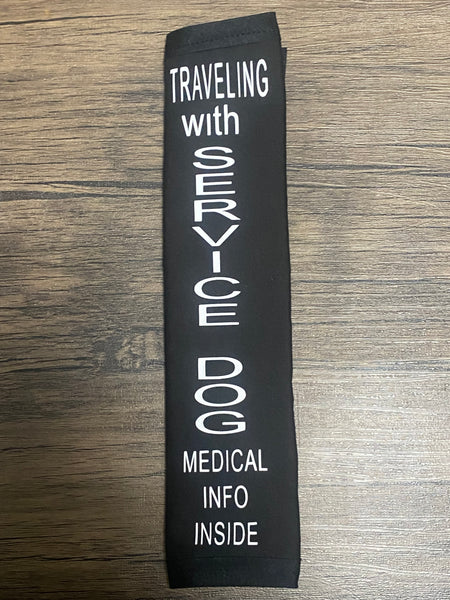 Pullover Pal Awareness Seat Belt Cover (Traveling with Service Dog) medical Info inside, Working Dog Do Not Separate, Accompanied by Service Dog