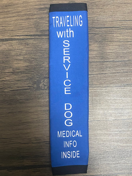 Pullover Pal Awareness Seat Belt Cover (Traveling with Service Dog) medical Info inside, Working Dog Do Not Separate, Accompanied by Service Dog