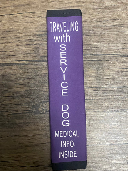 Pullover Pal Awareness Seat Belt Cover (Traveling with Service Dog) medical Info inside, Working Dog Do Not Separate, Accompanied by Service Dog