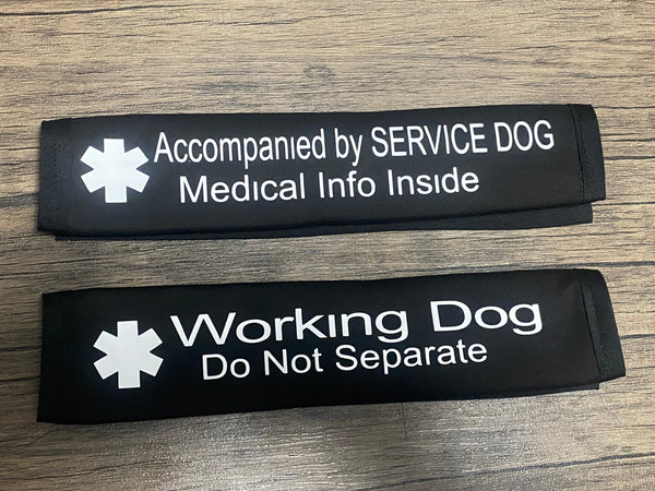 Pullover Pal Awareness Seat Belt Cover (Traveling with Service Dog) medical Info inside, Working Dog Do Not Separate, Accompanied by Service Dog