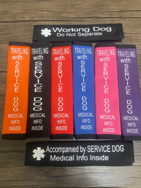 Pullover Pal Awareness Seat Belt Cover (Traveling with Service Dog) medical Info inside, Working Dog Do Not Separate, Accompanied by Service Dog