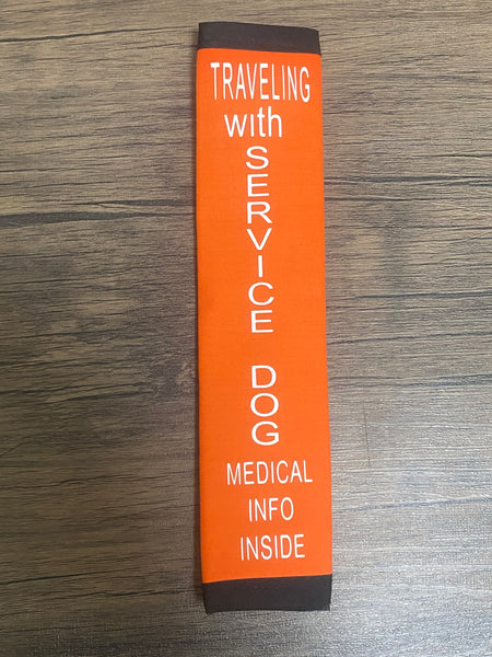Pullover Pal Awareness Seat Belt Cover (Traveling with Service Dog) medical Info inside, Working Dog Do Not Separate, Accompanied by Service Dog
