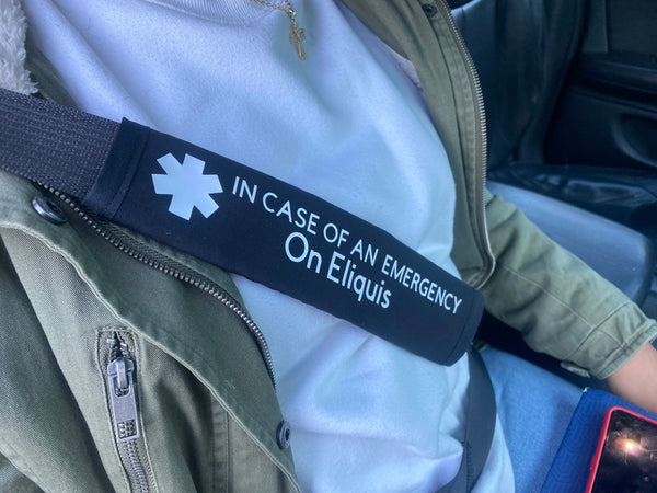 Black Pullover Pal Seat Belt Cover (In Case Of An Emergency) On APIXABAN,On Eliquis and Plavix, Protein C-Deficiency, On Eliquis, V-MEDs, & Xarelto