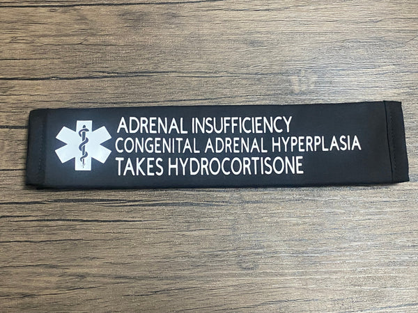Pullover Pal Black Awareness Seat belt Cover ADRENAL INSUFFICIENCY (CAH), Adrenal Insufficiency Steroid Dependent, ( I Have Addison's Disease Need Cortisol Injection In Emergency)