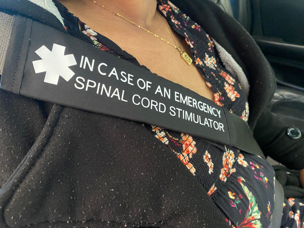 Black Pullover Pal Seat Belt Cover (IN CASE OF AN EMERGENCY)(SPINAL STENOSIS) (SACRAL NERVE STIMULATOR NO MRI)  (SPINAL CORD STIMULATOR)  (SPINAL CORD INJURY)