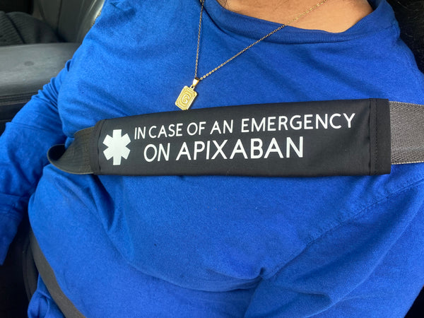 Black Pullover Pal Seat Belt Cover (In Case Of An Emergency) On APIXABAN,On Eliquis and Plavix, Protein C-Deficiency, On Eliquis, V-MEDs, & Xarelto