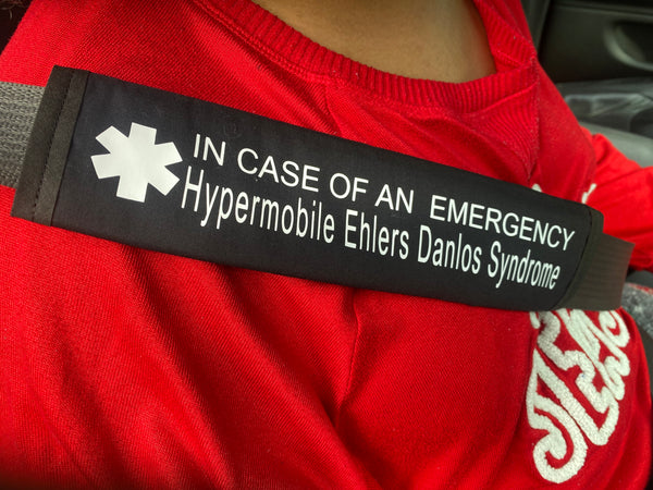 Black Pullover Pal Awareness Seat Belt Cover (In Case of an Emergency) Classical, Hypermobility Spectrum Disorder, Hypermobile Ehlers Danlos Syndrome, Ehlers Danlos Syndrome & Vascular