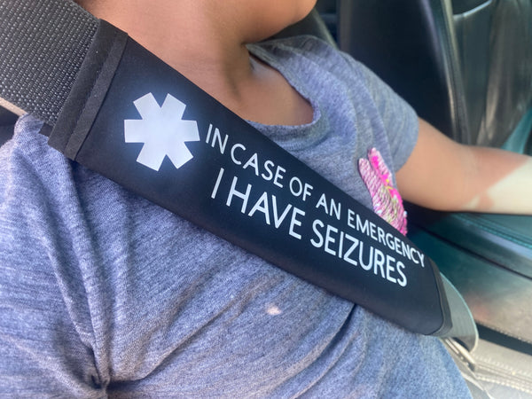 Black, Orange, & Hot Pink Seat Belt Cover Epilepsy & VNS Magnet,Sunflower Syndrome, (I HAVE SEIZURES, I Have Epilepsy I May Have A Seizure) & Jeavons Syndrome