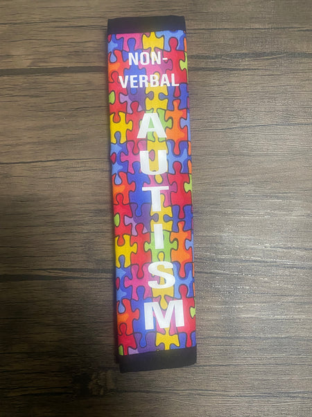 Black & Puzzle Pullover Pal Seat Belt Cover( AUTISM/EPILEPSY) (Autism&ADHD, NEURO DIVERSITY, I HAVE ADHD, Puzzle Autism Logo, Autism Spectrum Disorder & Non-Verbal Autism