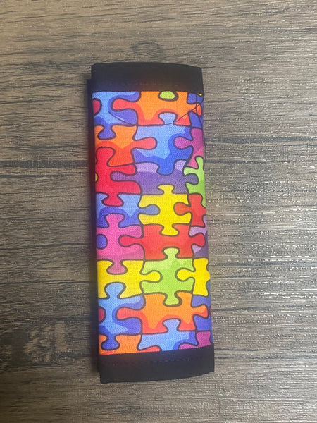 Black & Puzzle Pullover Pal Seat Belt Cover( AUTISM/EPILEPSY) (Autism&ADHD, NEURO DIVERSITY, I HAVE ADHD, Puzzle Autism Logo, Autism Spectrum Disorder & Non-Verbal Autism