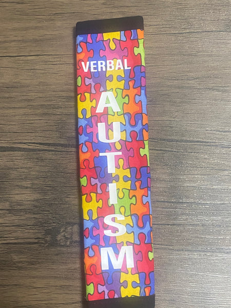 Black & Puzzle Pullover Pal Seat Belt Cover( AUTISM/EPILEPSY) (Autism&ADHD, NEURO DIVERSITY, I HAVE ADHD, Puzzle Autism Logo, Autism Spectrum Disorder & Non-Verbal Autism