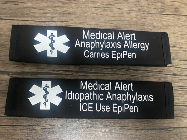 Black & Hot Pink Seat Belt Cover ( Anaphylaxis Allergy)& (Idiopathic Anaphylaxis)