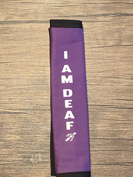 Pullover Pal Seat Belt Covers ( I am Deaf,Deaf wears hearing aids and uses ASL, Deaf and can Read Lips, DeafBlind, & I am deaf and use ASL)