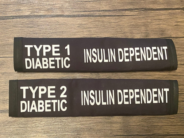 Black Seat belt Cover ( Type 1 & 2 Diabetic Insulin Dependent, Pump User, Type 1 & 2, & Diabetic