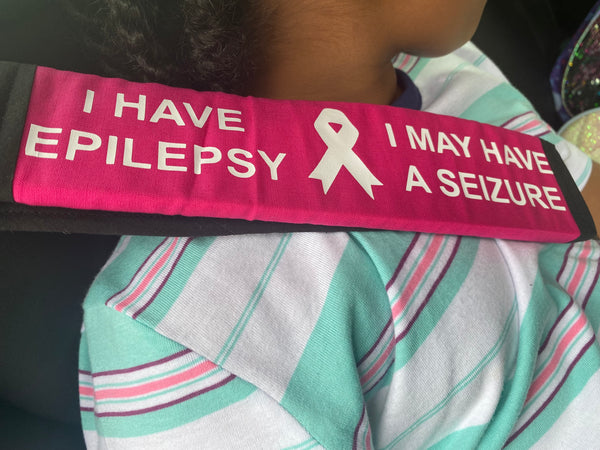 Black, Orange, & Hot Pink Seat Belt Cover Epilepsy & VNS Magnet,Sunflower Syndrome, (I HAVE SEIZURES, I Have Epilepsy I May Have A Seizure) & Jeavons Syndrome