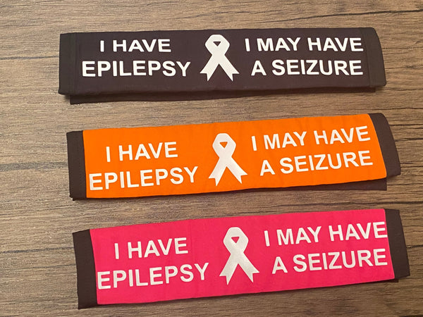 Black, Orange, & Hot Pink Seat Belt Cover Epilepsy & VNS Magnet,Sunflower Syndrome, (I HAVE SEIZURES, I Have Epilepsy I May Have A Seizure) & Jeavons Syndrome