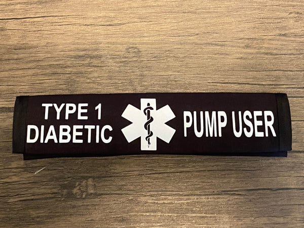 Black Seat belt Cover ( Type 1 & 2 Diabetic Insulin Dependent, Pump User, Type 1 & 2, & Diabetic