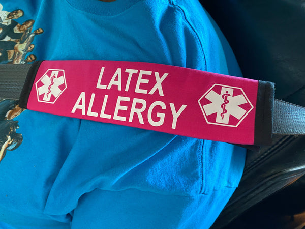 Pullover Pal Awareness Seat Belt Cover (Latex Allergy, Severe Allergy(I need my Epipen), Penicillin Allergy, &  Individual on Blood Thinner)