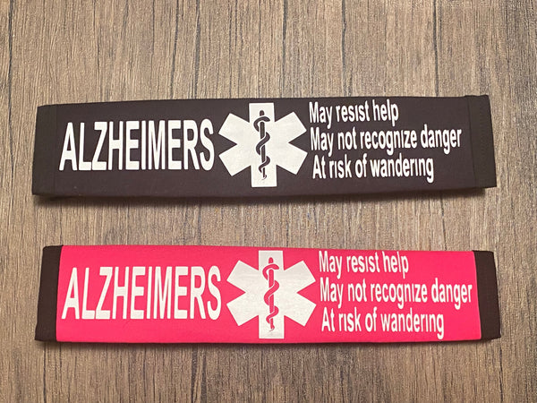 Black & Hot Pink Seat Belt Cover ( Alzheimers, Dementia, Lewy Body, Vascular, Alzheimer Sclerosis, Frontotemporal)