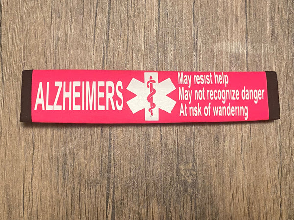 Black & Hot Pink Seat Belt Cover ( Alzheimers, Dementia, Lewy Body, Vascular, Alzheimer Sclerosis, Frontotemporal)