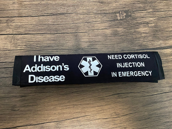Pullover Pal Black Awareness Seat belt Cover ADRENAL INSUFFICIENCY (CAH), Adrenal Insufficiency Steroid Dependent, ( I Have Addison's Disease Need Cortisol Injection In Emergency)