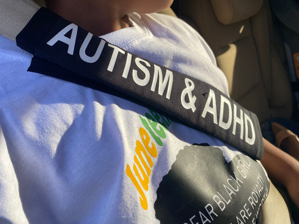Black & Puzzle Pullover Pal Seat Belt Cover( AUTISM/EPILEPSY) (Autism&ADHD, NEURO DIVERSITY, I HAVE ADHD, Puzzle Autism Logo, Autism Spectrum Disorder & Non-Verbal Autism