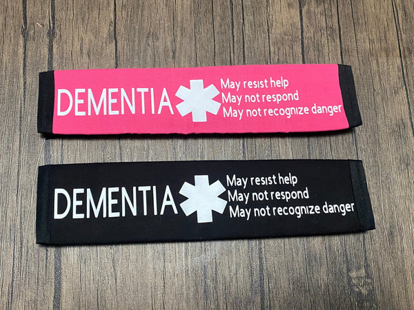 Black & Hot Pink Seat Belt Cover ( Alzheimers, Dementia, Lewy Body, Vascular, Alzheimer Sclerosis, Frontotemporal)