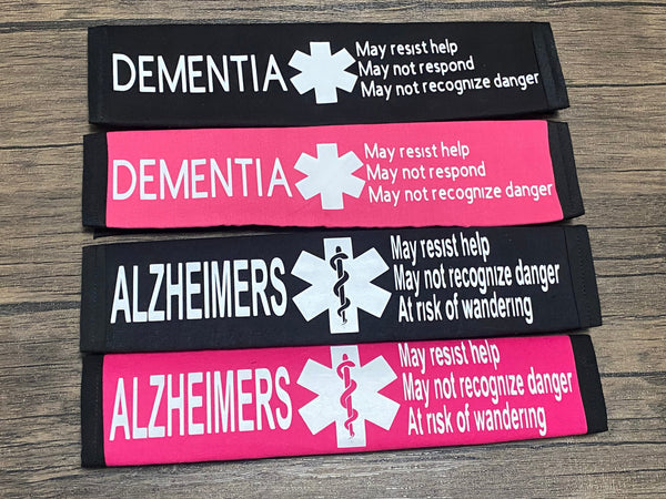 Black & Hot Pink Seat Belt Cover ( Alzheimers, Dementia, Lewy Body, Vascular, Alzheimer Sclerosis, Frontotemporal)