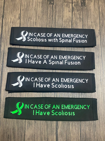 Pullover Pal Awareness Seat Belt Covers (IN CASE OF AN EMERGENCY Scoliosis Cervical, & Muscular Atrophy)