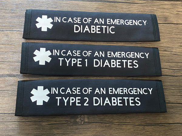 Black Seat belt Cover ( Type 1 & 2 Diabetic Insulin Dependent, Pump User, Type 1 & 2, & Diabetic