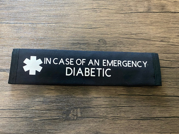 Black Seat belt Cover ( Type 1 & 2 Diabetic Insulin Dependent, Pump User, Type 1 & 2, & Diabetic