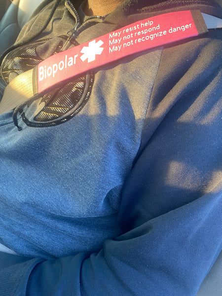 Black & Hot Pink Seat Belt Cover (Parkinsons)( TREMORS)(ESSENTIAL TREMOR)