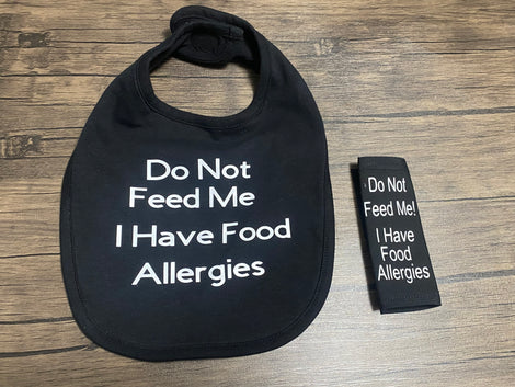 Black &amp; Gray Pullover Pal Food Allergy Awareness bibs &amp; Car Seat Covers (Do Not Feed Me! I have Food Allergies)