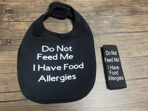 Black & Gray Pullover Pal Food Allergy Awareness bibs & Car Seat Covers (Do Not Feed Me! I have Food Allergies)