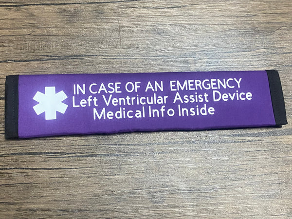 Pullover Pal Awareness Seat Belt Covers (IN CASE OF AN EMERGENCY) LVAD & RVAD MEDICAL INFO INSIDE