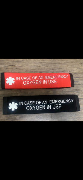 Pullover Pal Awareness Seat Belt Cover (IN CASE OF AN EMERGENCY) OXYGEN IN USE