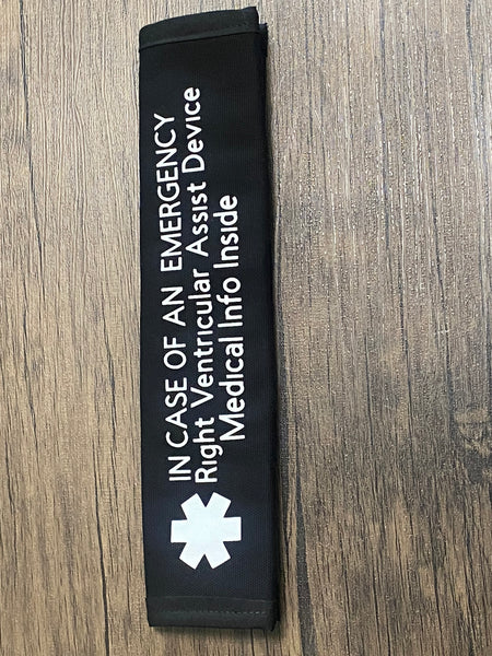 Pullover Pal Awareness Seat Belt Covers (IN CASE OF AN EMERGENCY) LVAD & RVAD MEDICAL INFO INSIDE