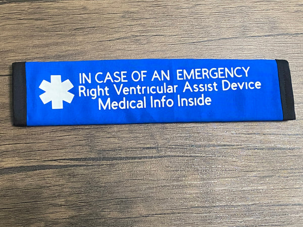 Pullover Pal Awareness Seat Belt Covers (IN CASE OF AN EMERGENCY) LVAD & RVAD MEDICAL INFO INSIDE
