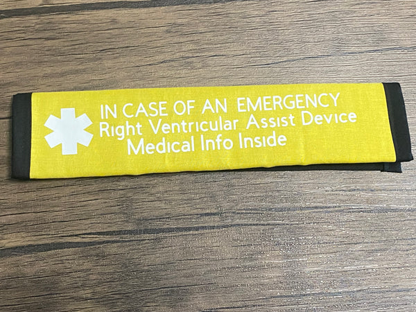 Pullover Pal Awareness Seat Belt Covers (IN CASE OF AN EMERGENCY) LVAD & RVAD MEDICAL INFO INSIDE