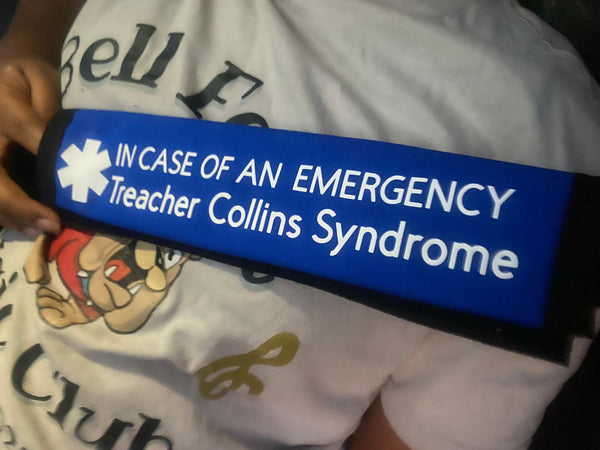 Pullover Pal Awareness Seat Belt Covers (IN CASE OF AN EMERGENCY) Treacher Collins Syndrome