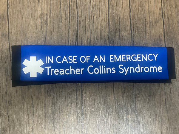Pullover Pal Awareness Seat Belt Covers (IN CASE OF AN EMERGENCY) Treacher Collins Syndrome