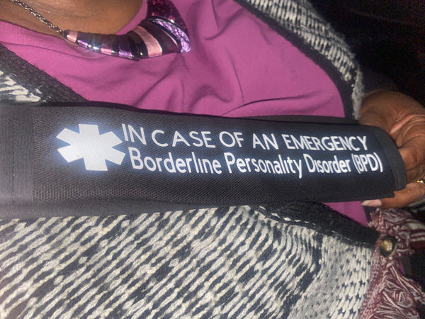 Pullover Pal Awareness Seat cover ( IN CASE OF AN EMERGENCY) Borderline Personality Disorder (BPD)