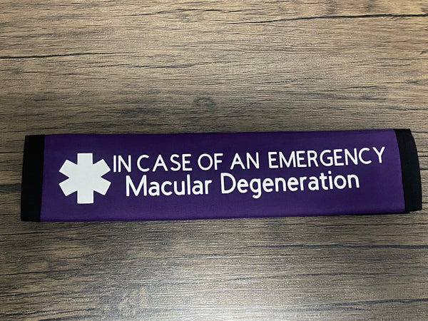 Pullover Pal Awareness Seat Belt Covers (IN CASE OF AN EMERGENCY) Macular Degeneration