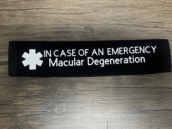 Pullover Pal Awareness Seat Belt Covers (IN CASE OF AN EMERGENCY) Macular Degeneration
