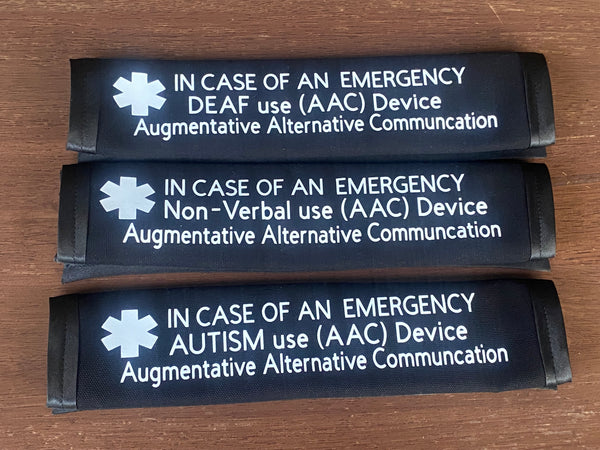 Pullover Pal Awareness Seat Belt Covers (IN CASE OF AN EMERGENCY) AUTISM, DEAF, NON-VERBAL AAC DEVICE