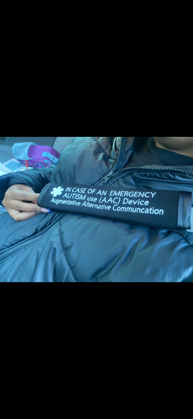 Pullover Pal Awareness Seat Belt Covers (IN CASE OF AN EMERGENCY) AUTISM, DEAF, NON-VERBAL AAC DEVICE