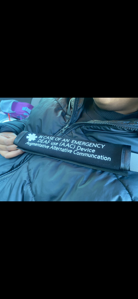 Pullover Pal Awareness Seat Belt Covers (IN CASE OF AN EMERGENCY) AUTISM, DEAF, NON-VERBAL AAC DEVICE